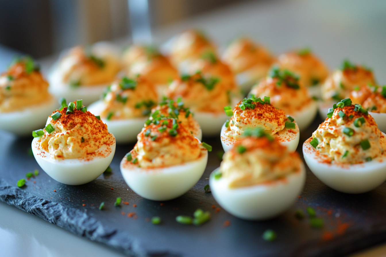 Deviled Quail Eggs with Smoked Paprika and Sriracha