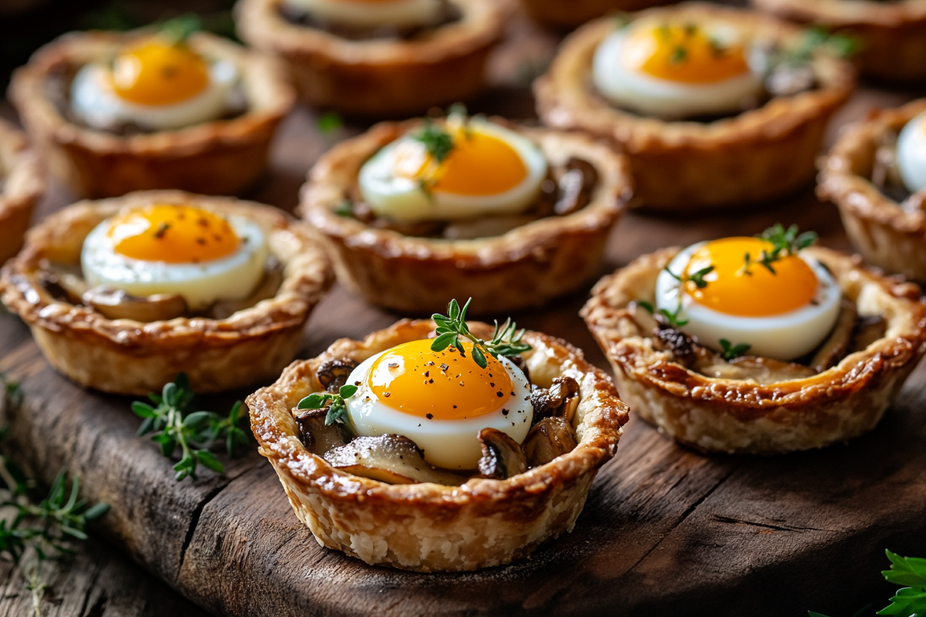 Quail Egg and Mushroom Tartlets