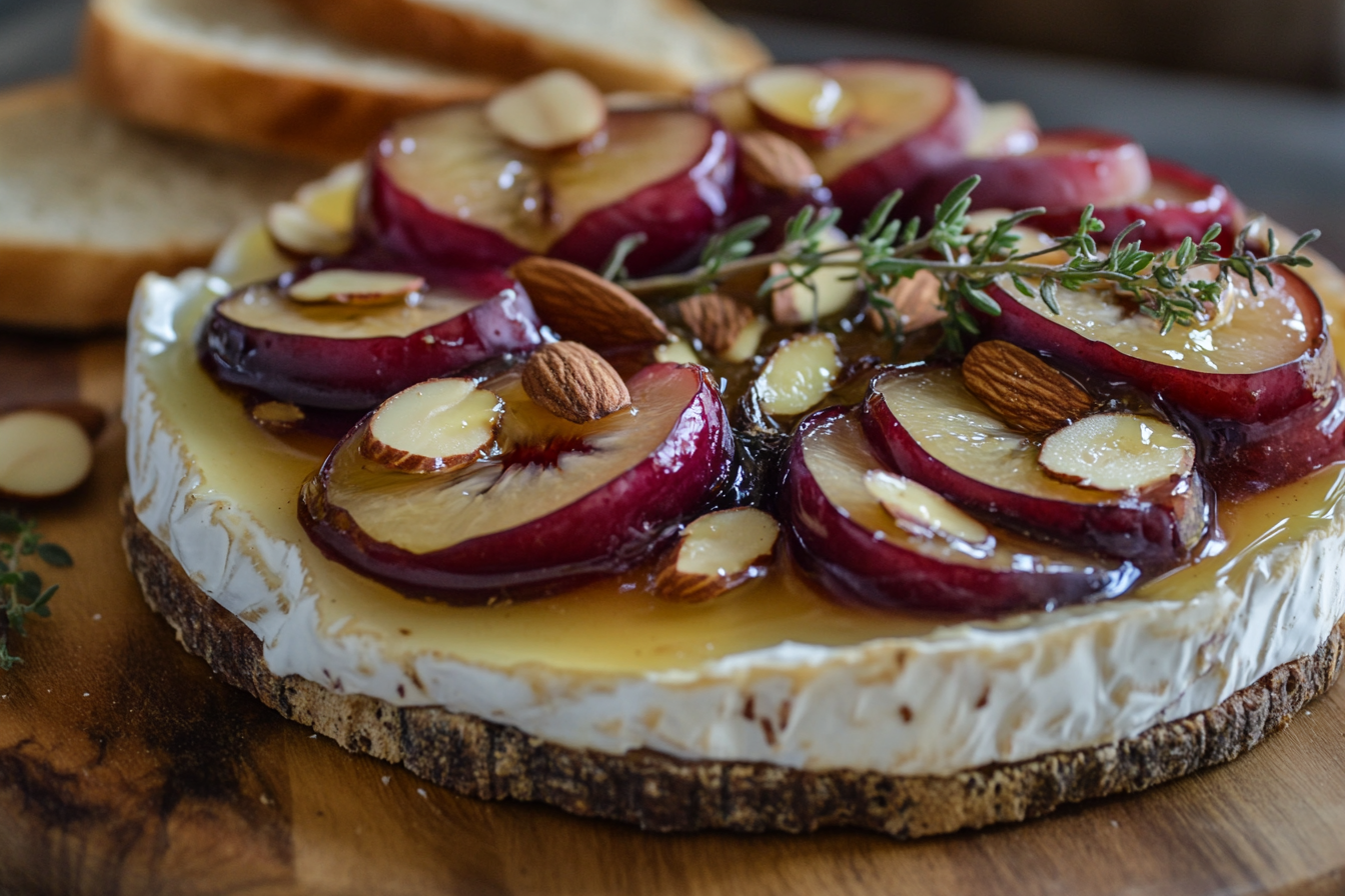 Camembert and Plum Slices with Almonds