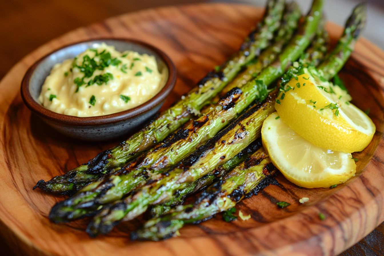 Charred Asparagus Spears with Lemon Aioli