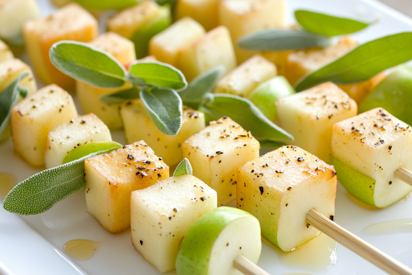 Gruyère and Apple Skewers with Sage