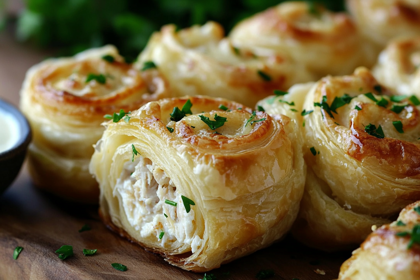 Herbed Chicken Puff Pastry Pinwheels