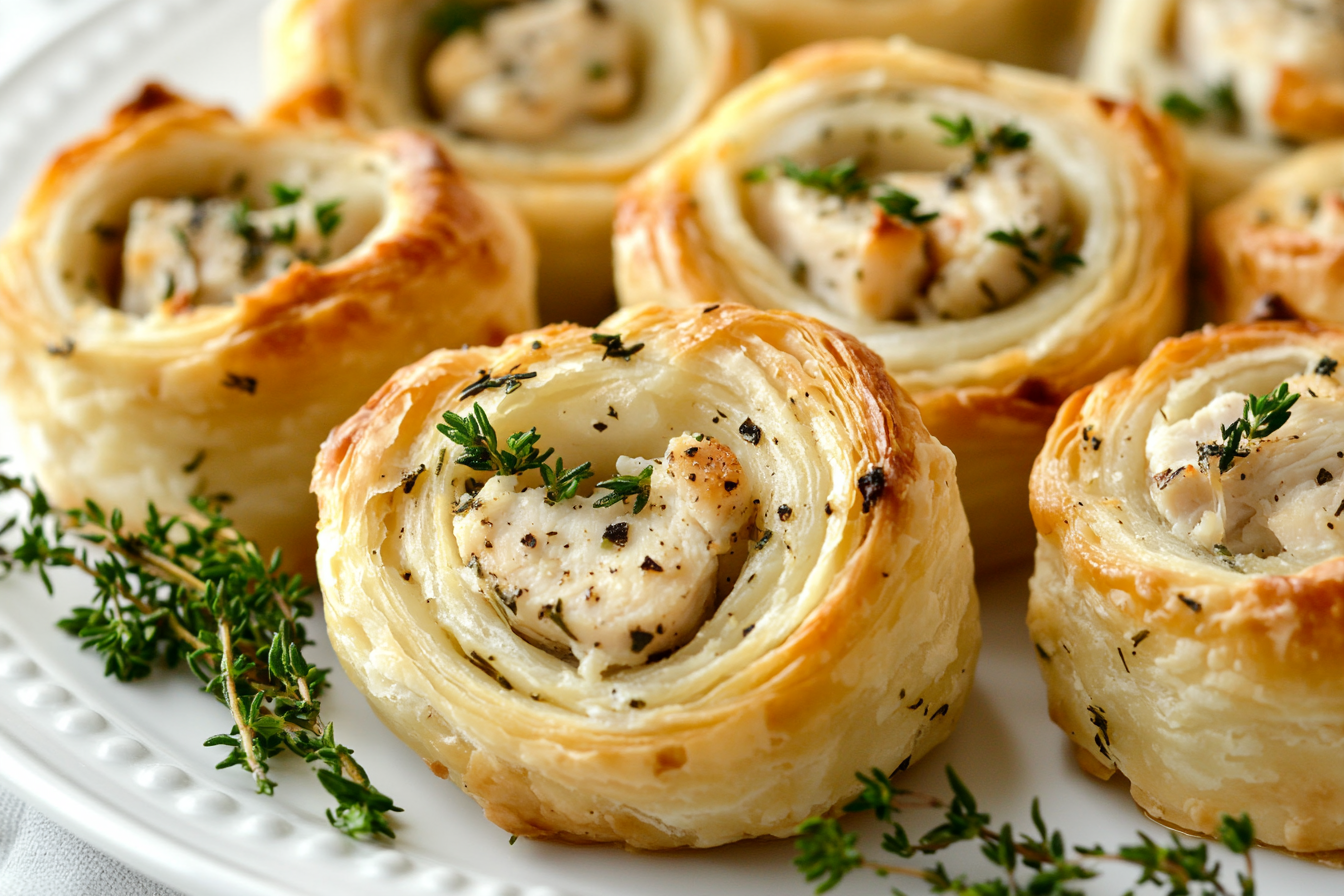 Herbed Chicken Puff Pastry Pinwheels