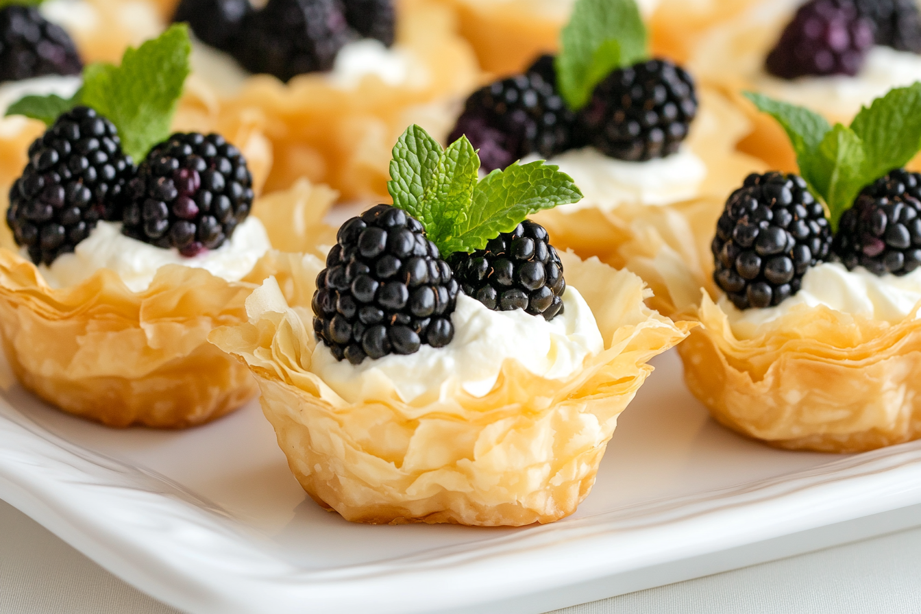 Mascarpone and Blackberry Phyllo Cups