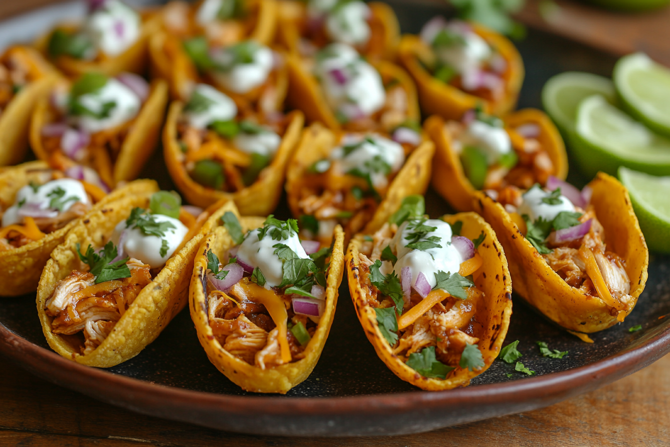 Mini BBQ Chicken Tacos with Smoked Cheddar