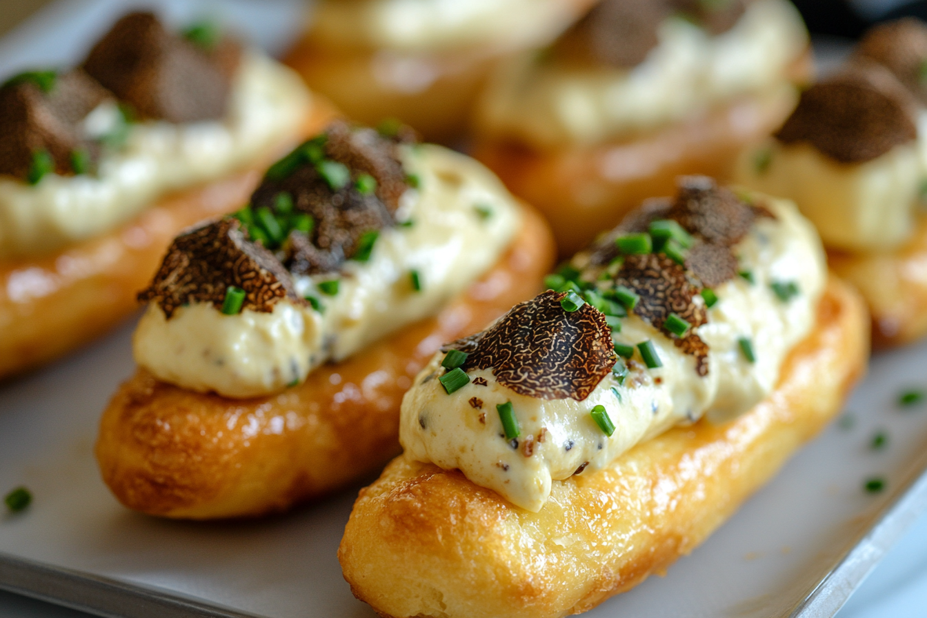 Mini Savory Eclairs with Truffle Cream Cheese