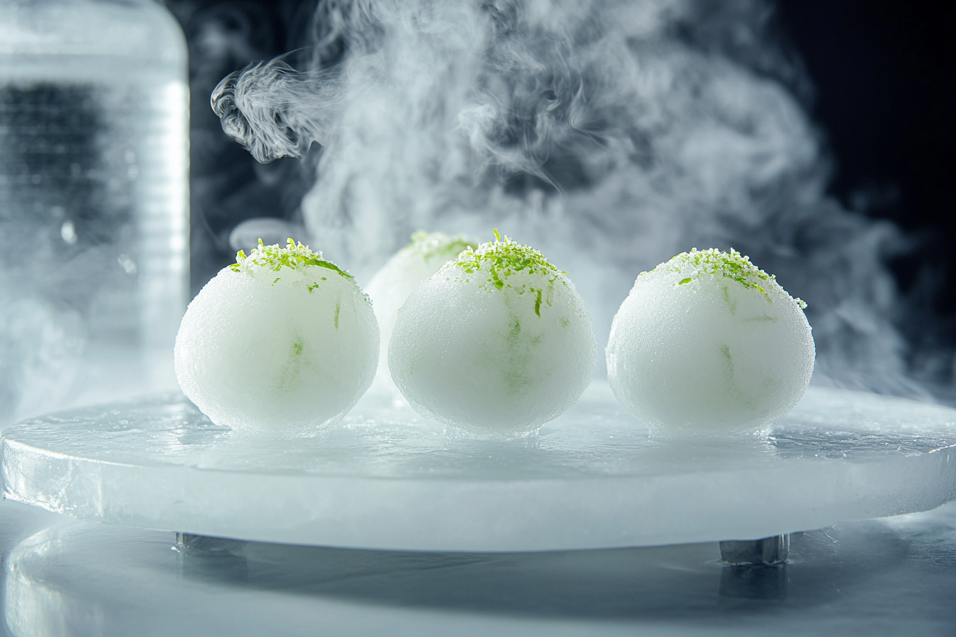 Nitro-Frozen Margarita Drops with Lime Zest Dust