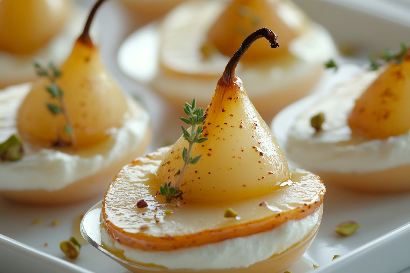 Ricotta and Roasted Pear Spoons with Honey