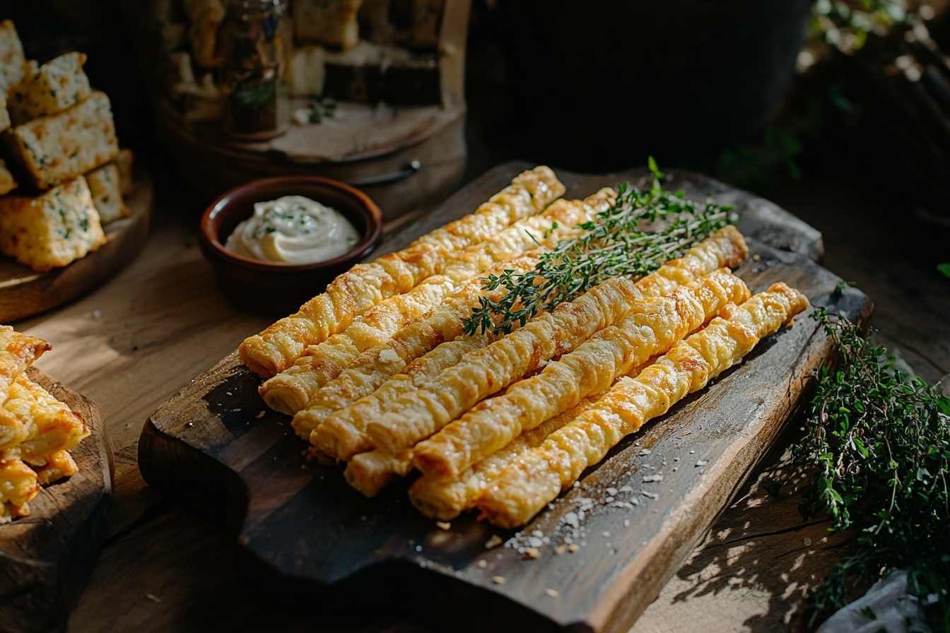 Roasted Garlic and Thyme Cheese Straws