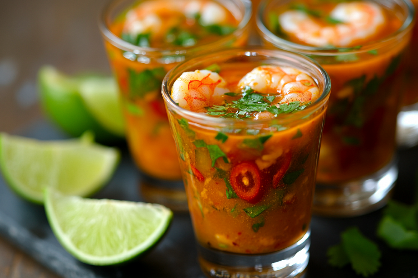 Tom Yum Soup Shot with Shrimp and Lemongrass