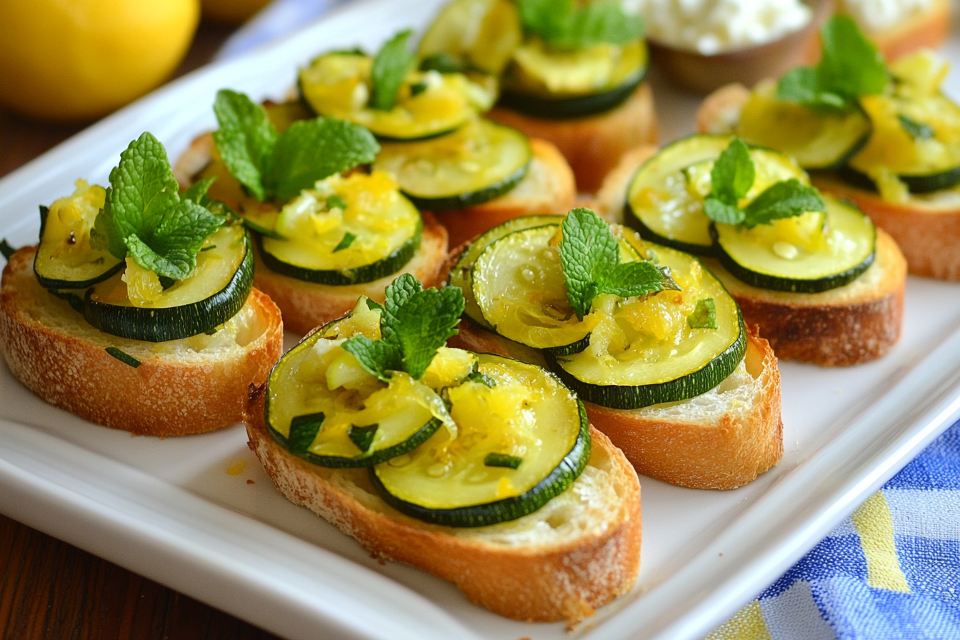 Zucchini and Mint Bruschetta with Lemon Zest