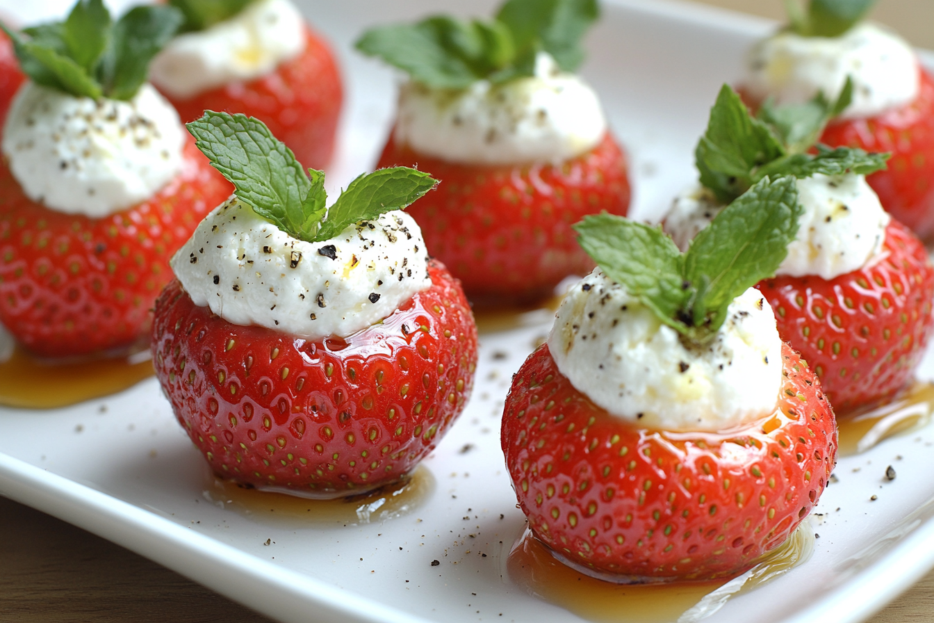 Goat Cheese-Stuffed Strawberries with Black Pepper
