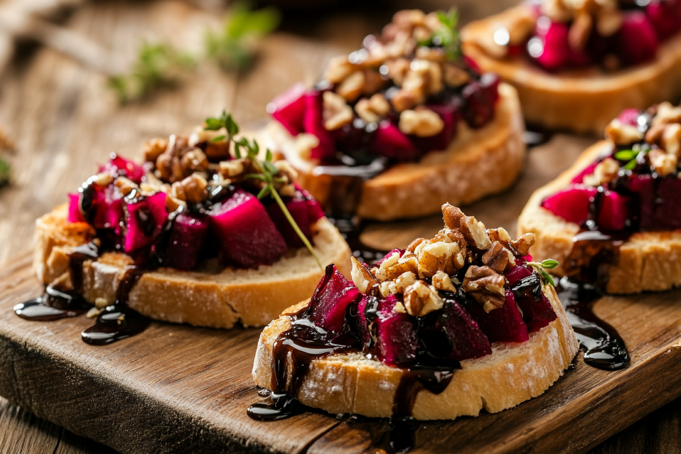 Goat Cheese and Beet Bruschetta with Walnuts