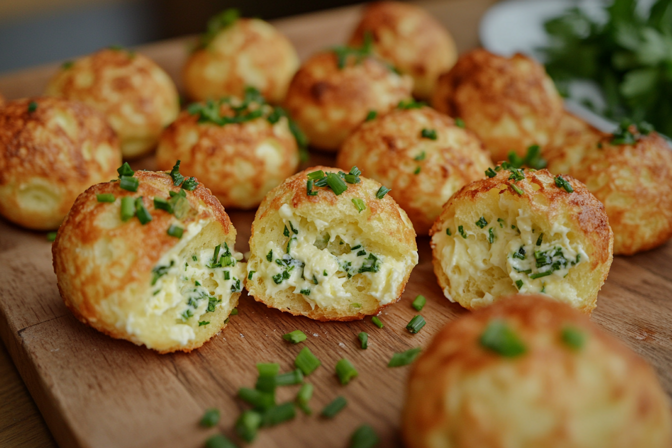Parmesan Gougères with Herbed Cream Cheese