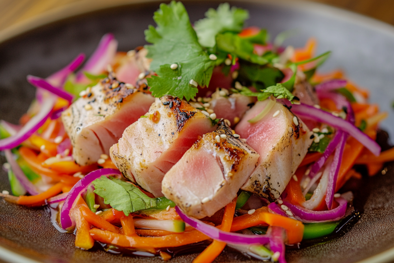 Swordfish Tataki with Papaya Slaw