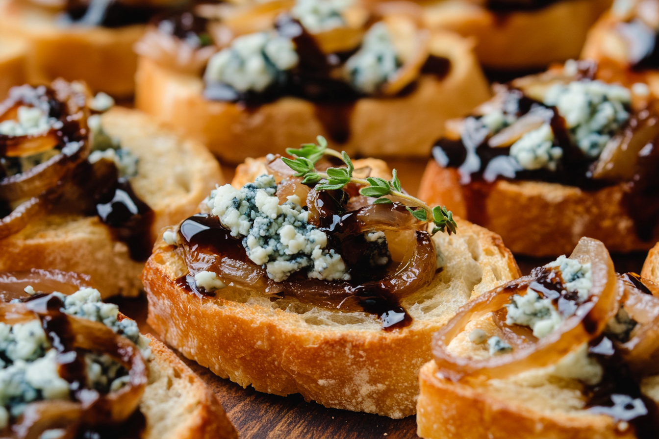 Blue Cheese and Caramelized Onion Bruschetta