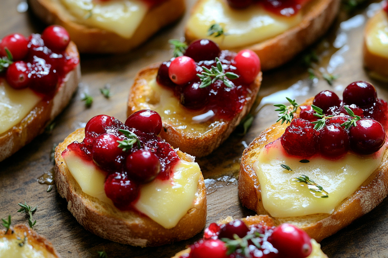 Brie and Cranberry Bruschetta with Fresh Thyme