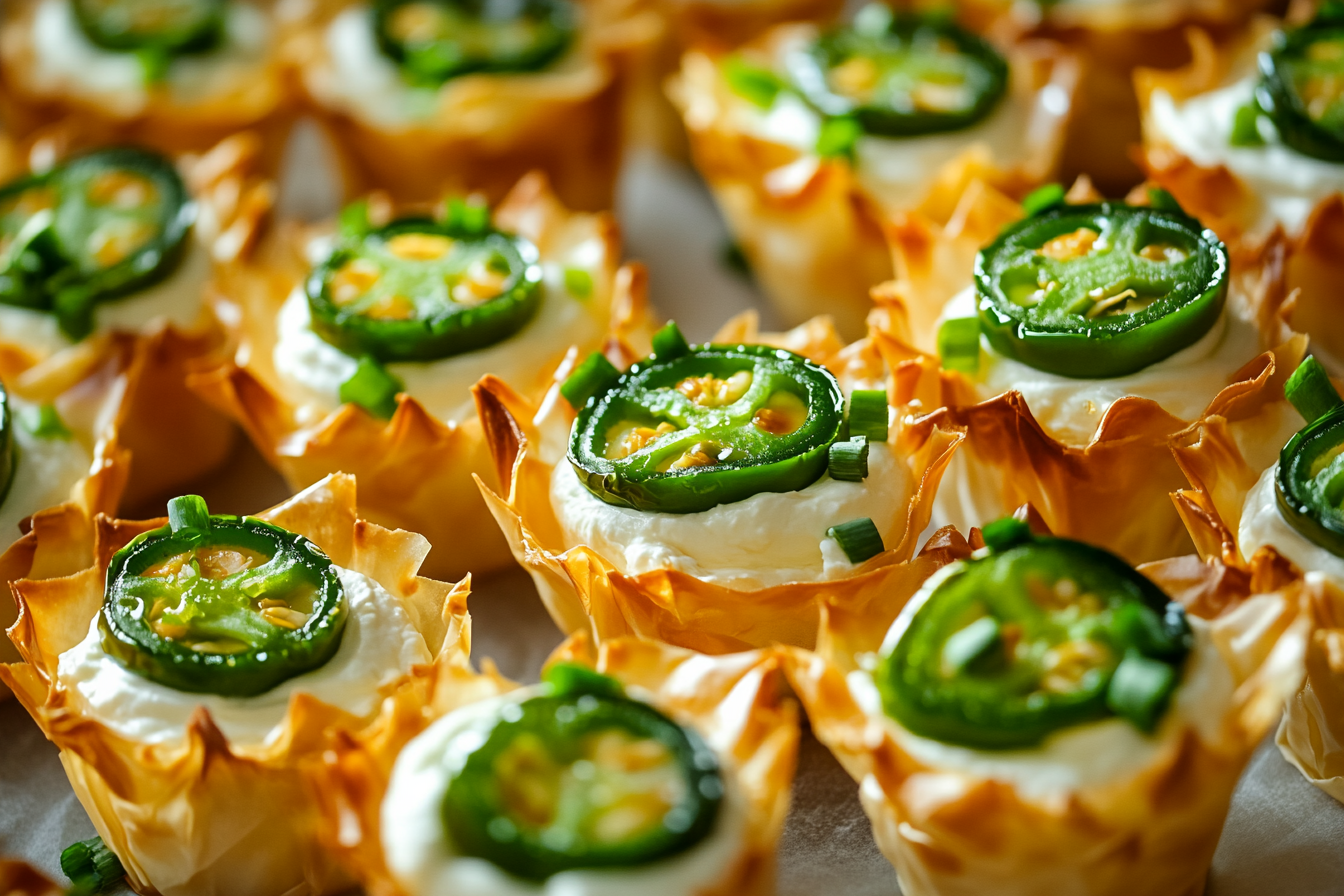 Candied Jalapeños and Cream Cheese Phyllo Bites