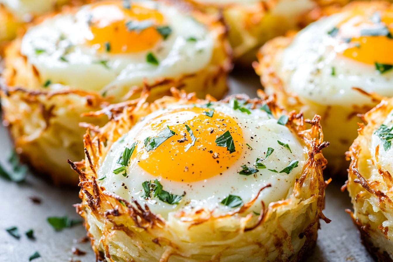 Crispy Parmesan and Herb Egg Nests