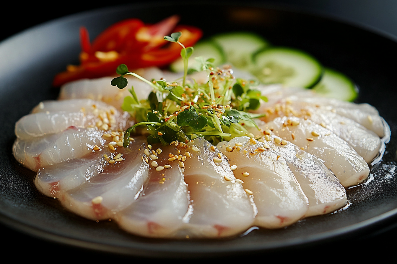 Kingfish Sashimi with Yuzu Soy Dressing