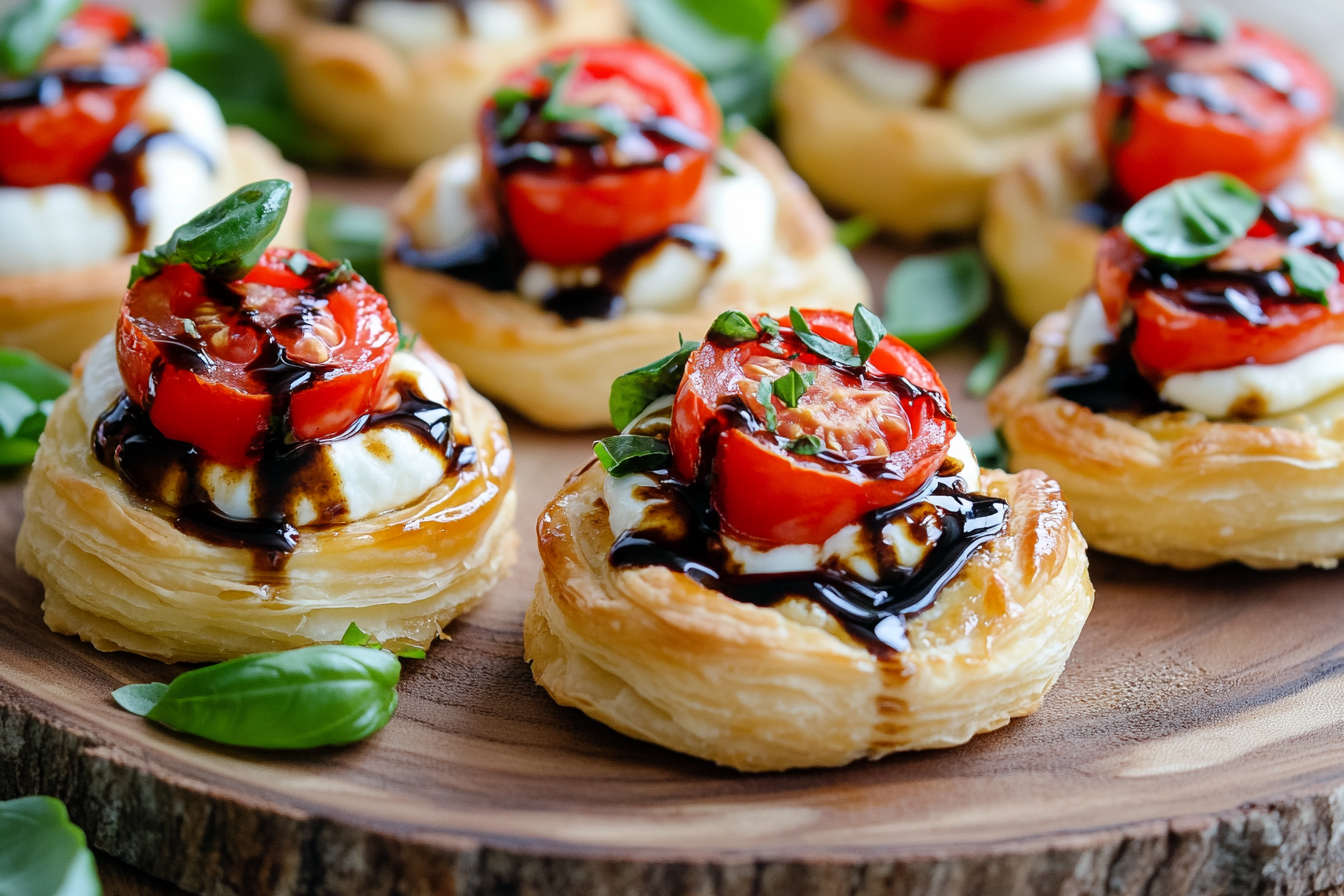 Mini Caprese Tarts with Balsamic Glaze