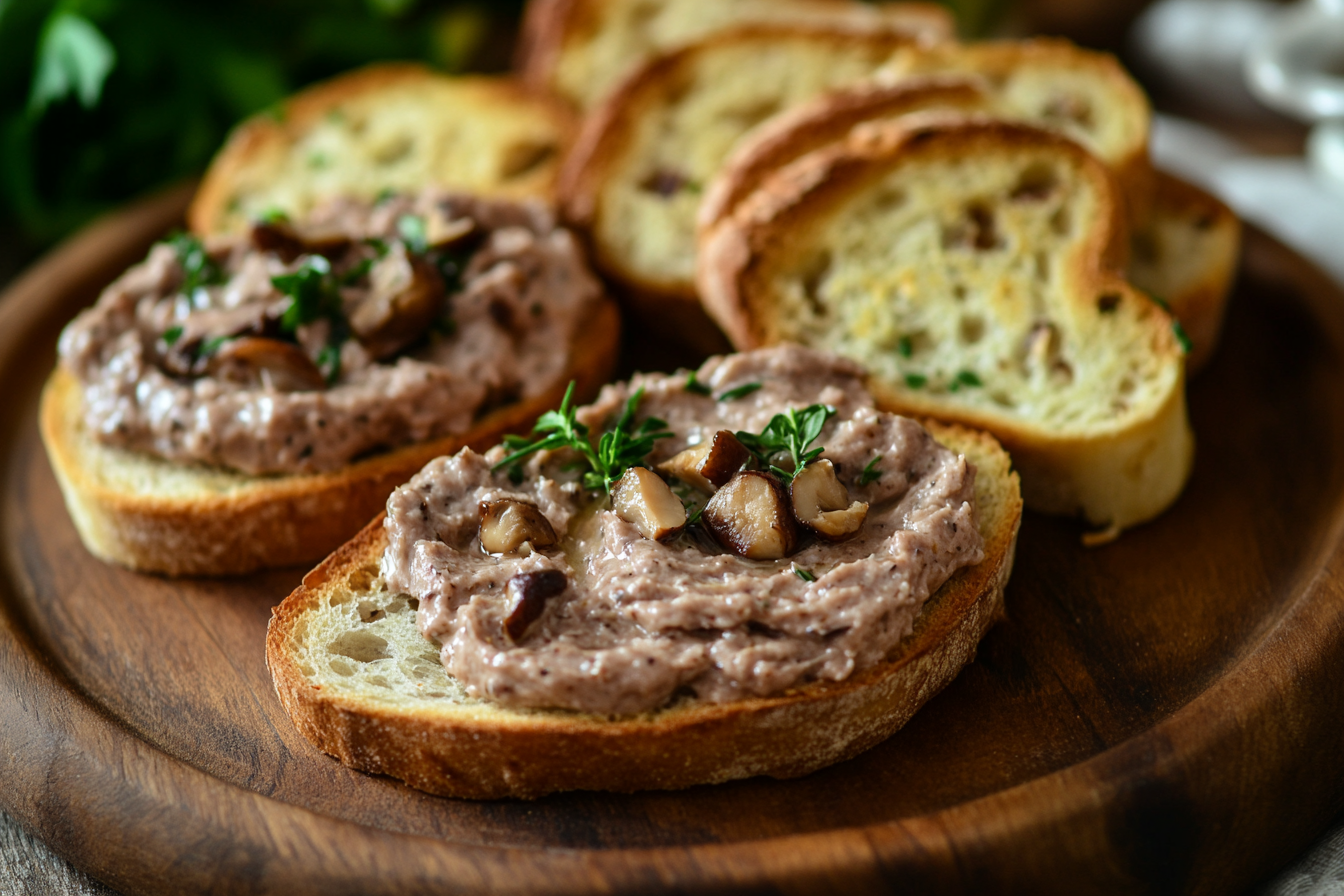 Mushroom and Walnut Pâté on Crostini