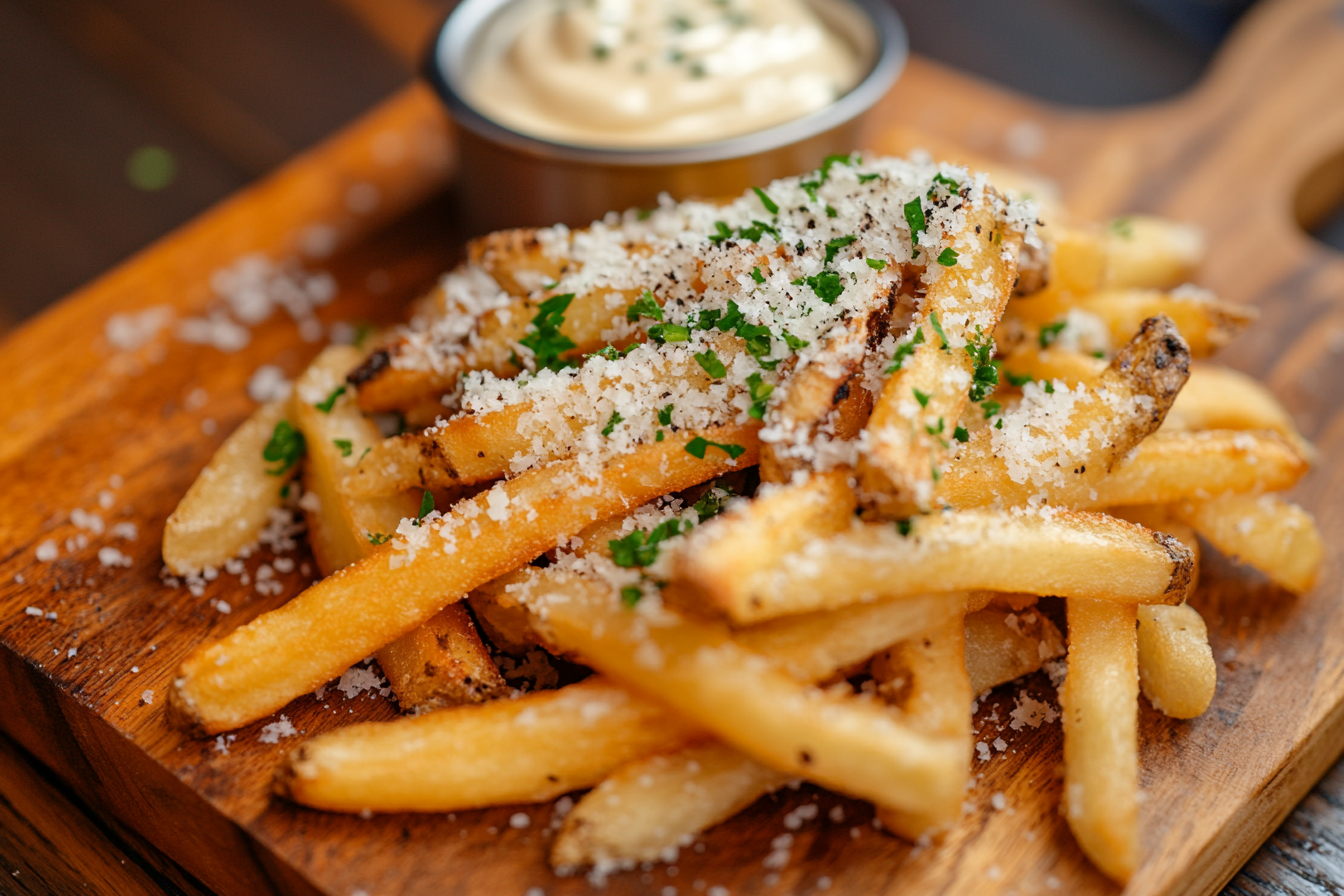 Parmesan and Truffle-Infused Fries with Aioli