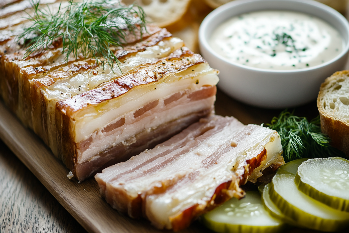 Terrine of Pork Belly and Fennel with Dill Sauce