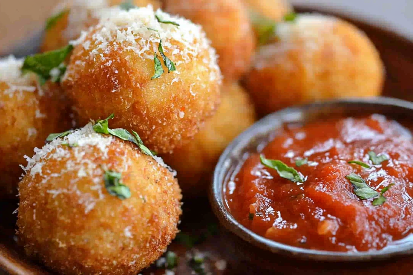 Truffle-Infused Arancini with Marinara Dipping Sauce
