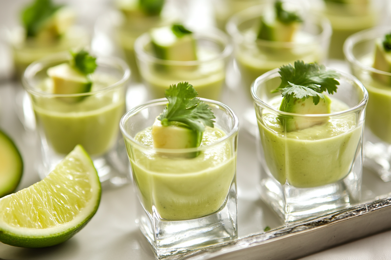 Avocado and Lime Soup Shot with Cilantro