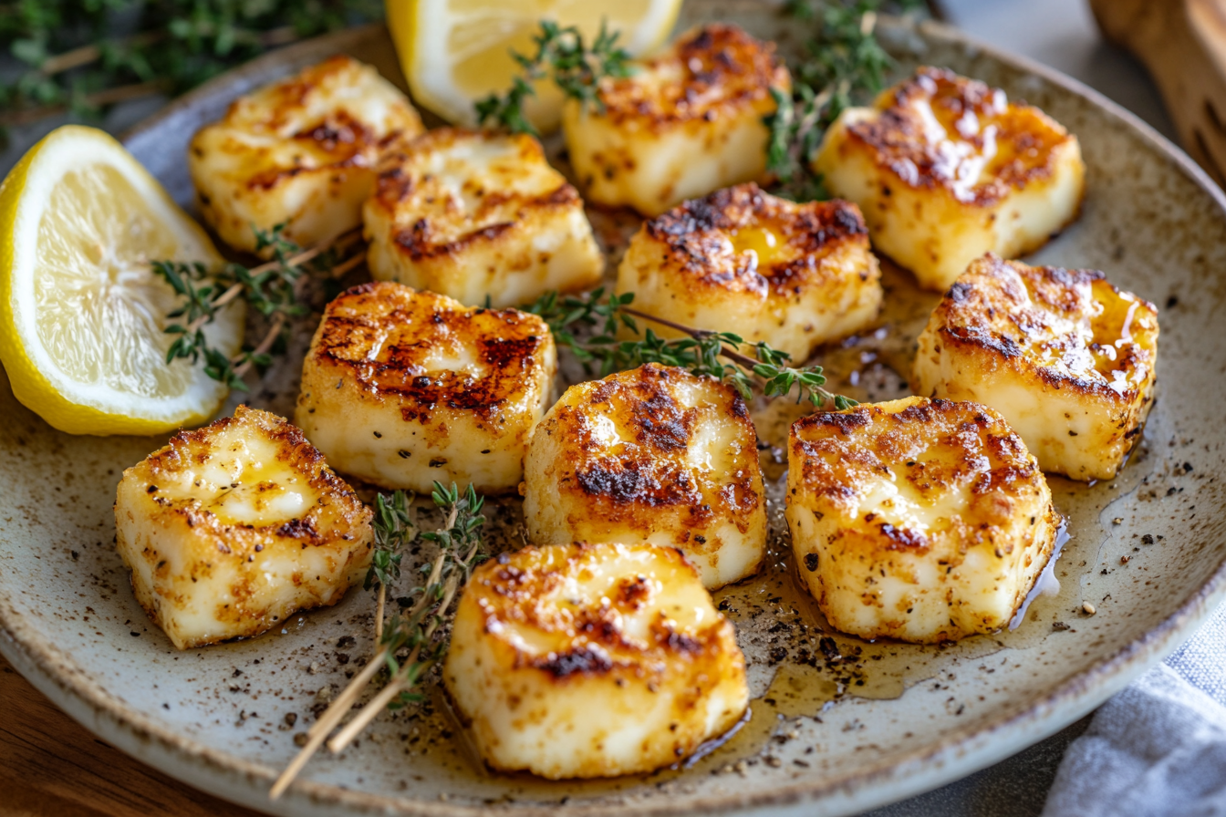 Grilled Halloumi Bites with Honey and Thyme