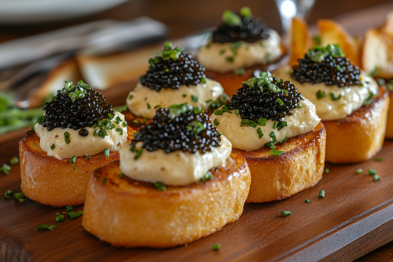 Mini Brioche Toasts with Caviar and Mascarpone