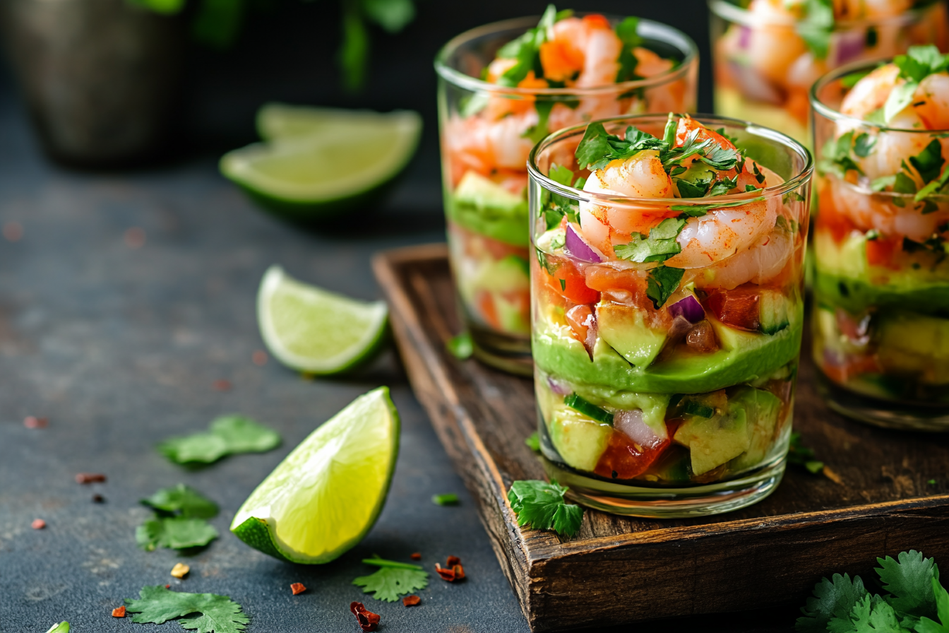 Shrimp and Avocado Verrines with Cilantro-Lime Cream
