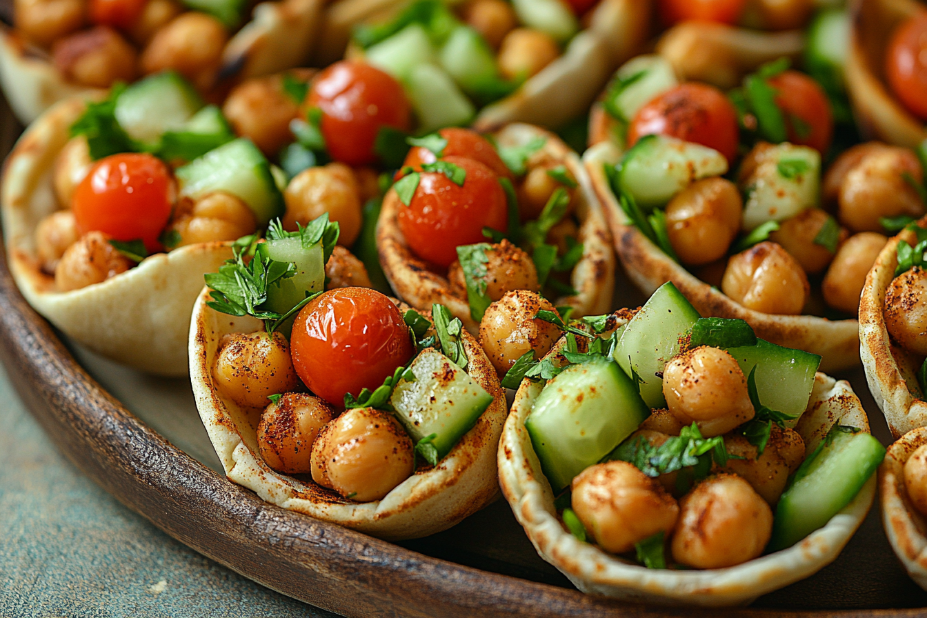 Zaatar-Spiced Roasted Chickpeas in Mini Pitas