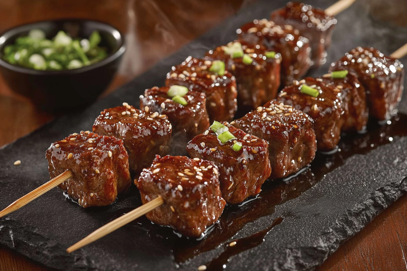 Mini Teriyaki Beef Skewers with Sesame Seeds A Flavorful Bite-Sized Appetizer